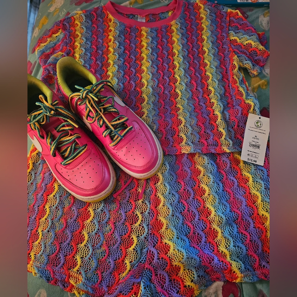 Colorful Crochet Top and Shorts Set